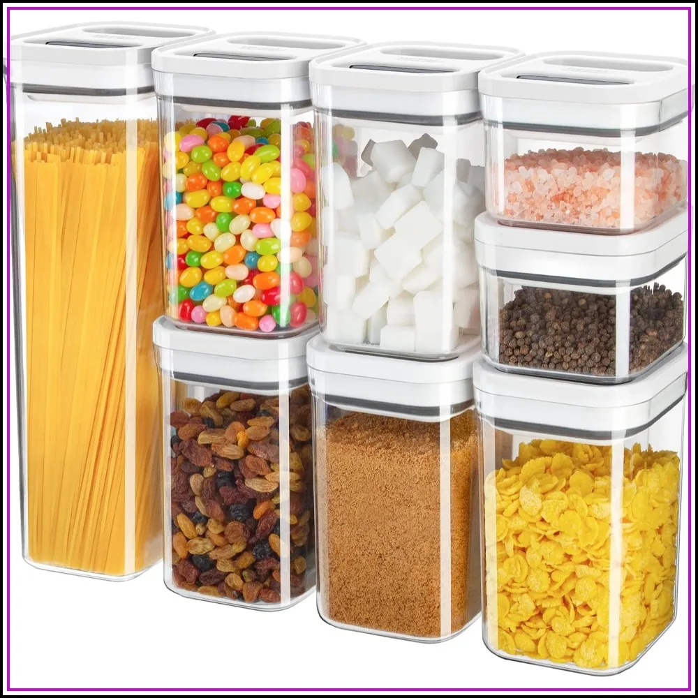 8 Piece Airtight Food Storage Container Set, BPA Free Kitchen Pantry Organization Canisters, One-handed Airtight Plastic Containers with Lids for Cereal, Pasta
8 Piece Airtight Food Storage Container Set, BPA Free Kitchen Pantry Organization Canisters, One-handed Airtight Plastic Containers with Lids for Cereal, Pasta