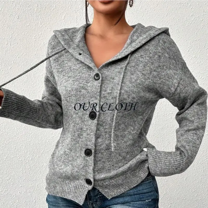 Color Women's Hooded Knit Sweater Drawstring Cardigan Single Breasted Button Down Long Sleeve Knitted Y1AC
Color Women's Hooded Knit Sweater Drawstring Cardigan Single Breasted Button Down Long Sleeve Knitted Y1AC