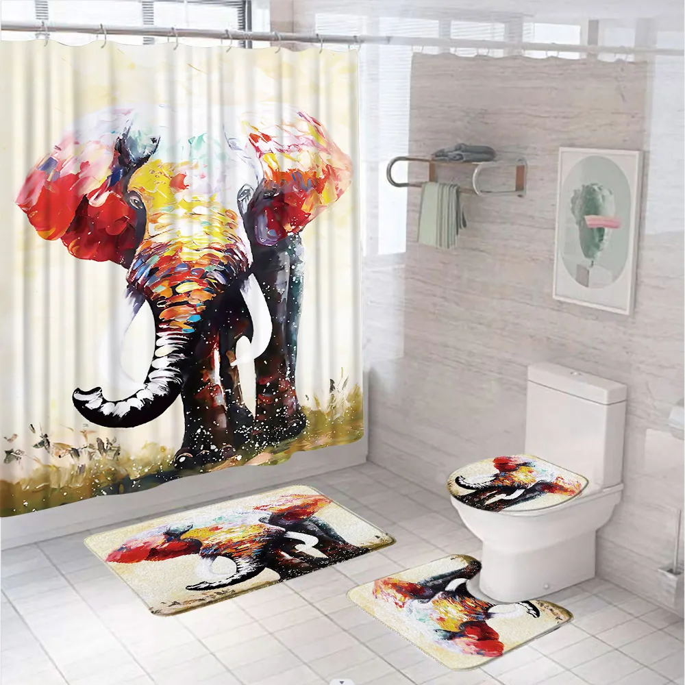 4Pcs Elephant Watercolor Rainbow Butterfly Shower Curtain Bath Mat Set Animal Bohemia Bathroom Screen Toilet Cover Anti-slip Rug
4Pcs Elephant Watercolor Rainbow Butterfly Shower Curtain Bath Mat Set Animal Bohemia Bathroom Screen Toilet Cover Anti-slip Rug