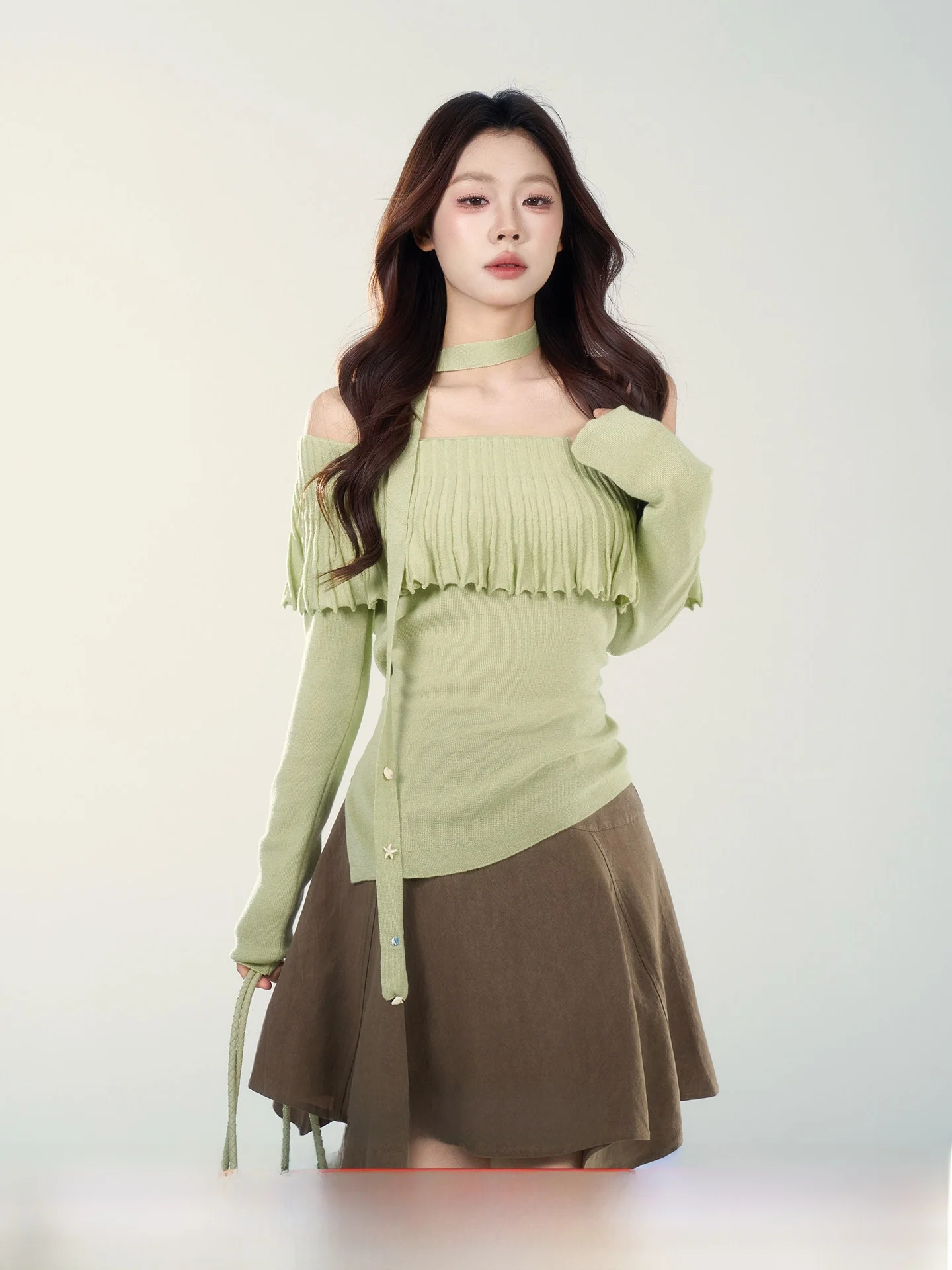Ladies Knitted Sweater One oulder Sle Spring New Arrival Lazy Faion Long Sve Button up Pure Color Commute Sle
Ladies Knitted Sweater One oulder Sle Spring New Arrival Lazy Faion Long Sve Button up Pure Color Commute Sle