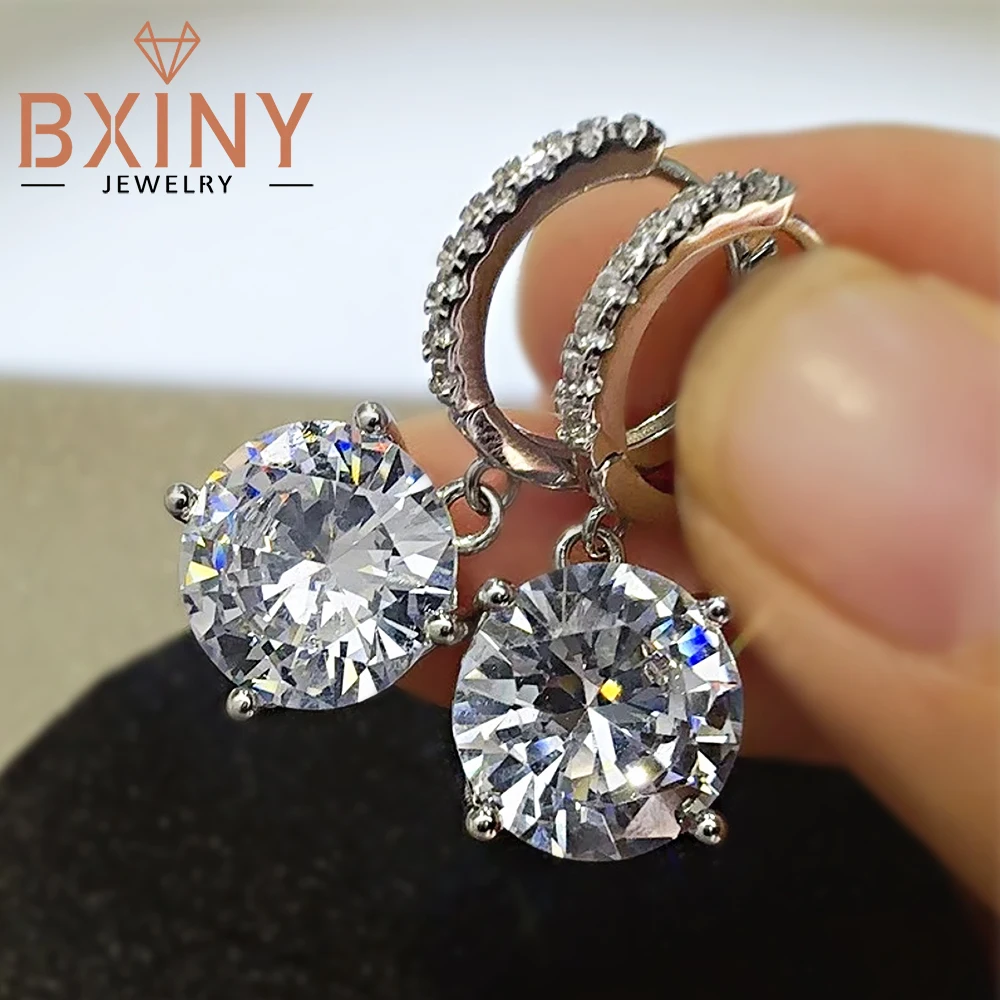 BXINY 10cttw Moissanite Drop Earrings S925 Silver Sparkling Round Cut Big Diamond for Women Wedding Bride Gifts Jewelry With GRA
BXINY 10cttw Moissanite Drop Earrings S925 Silver Sparkling Round Cut Big Diamond for Women Wedding Bride Gifts Jewelry With GRA