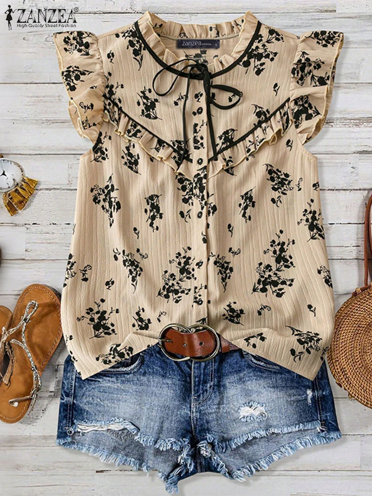 ZANZEA Women Summer Ruffle Shirts 2025 Short Sleeve Tunic Top Bohemian Floral Print Blouse Vintage Fashion Buttons Casual Blusas
ZANZEA Women Summer Ruffle Shirts 2025 Short Sleeve Tunic Top Bohemian Floral Print Blouse Vintage Fashion Buttons Casual Blusas
