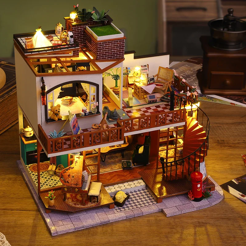 DIY Wooden Miniature Building Kits Modern Loft Casa Doll Houses With Furniture Lights Dollhouses for Friends Birthday Gifts
DIY Wooden Miniature Building Kits Modern Loft Casa Doll Houses With Furniture Lights Dollhouses for Friends Birthday Gifts