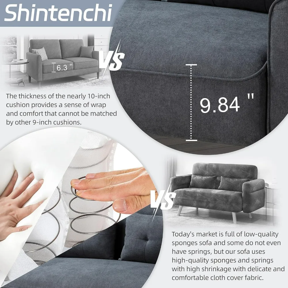 47" Small Modern Loveseat Couch Sofa, Fabric Upholstered 2-Seat Sofa, Love Seat Furniture with 2 Pillows
47" Small Modern Loveseat Couch Sofa, Fabric Upholstered 2-Seat Sofa, Love Seat Furniture with 2 Pillows