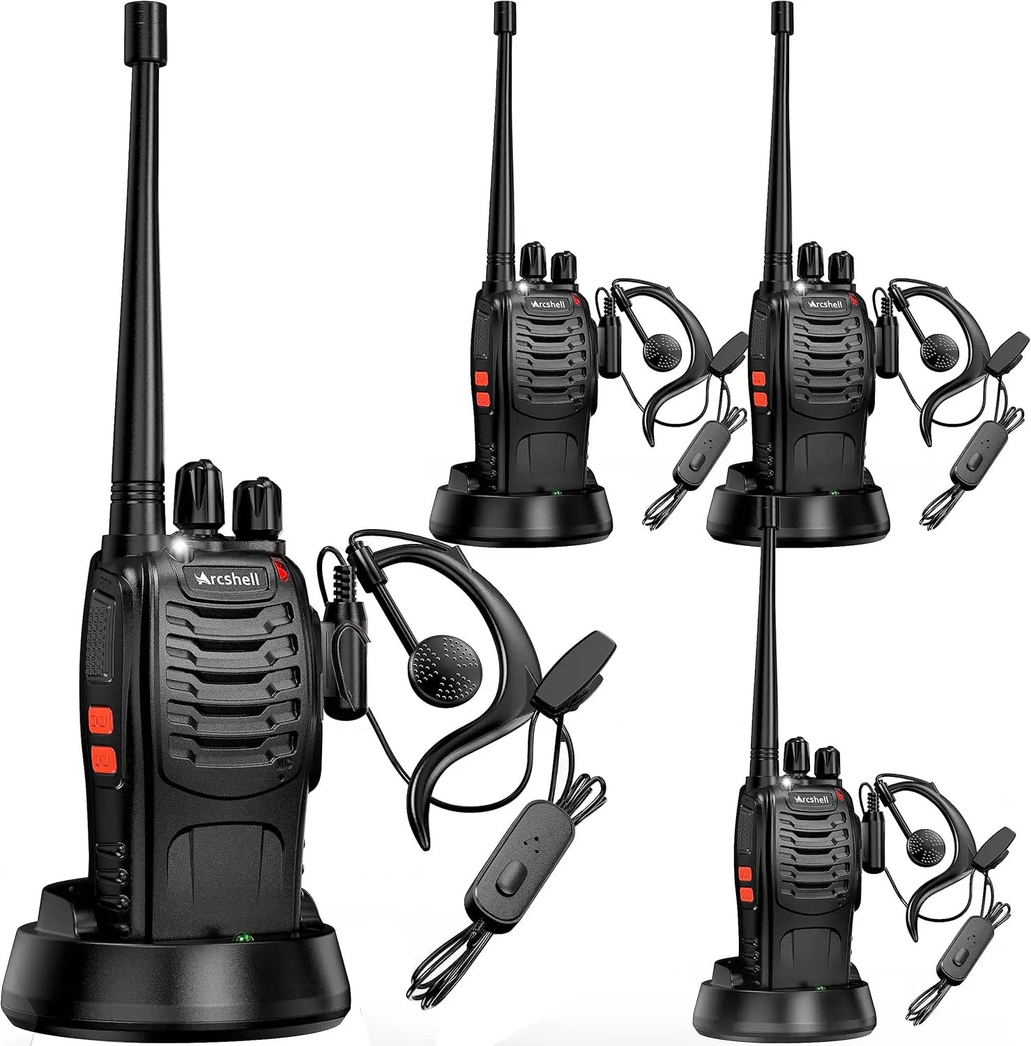 Long Range Two-Way Radios 4 Pack Rechargeable Walkie Talkies with Earpiece, 16 Channels, Li-ion Battery & Charger
Long Range Two-Way Radios 4 Pack Rechargeable Walkie Talkies with Earpiece, 16 Channels, Li-ion Battery & Charger