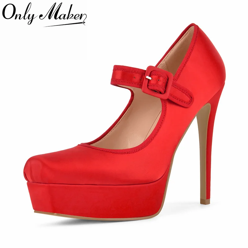 Onlymaker Womens Red Square Toe Platform Satin Mary Jane Heels Buckle Strap Fashion Elegant Stiletto Pumps
Onlymaker Womens Red Square Toe Platform Satin Mary Jane Heels Buckle Strap Fashion Elegant Stiletto Pumps