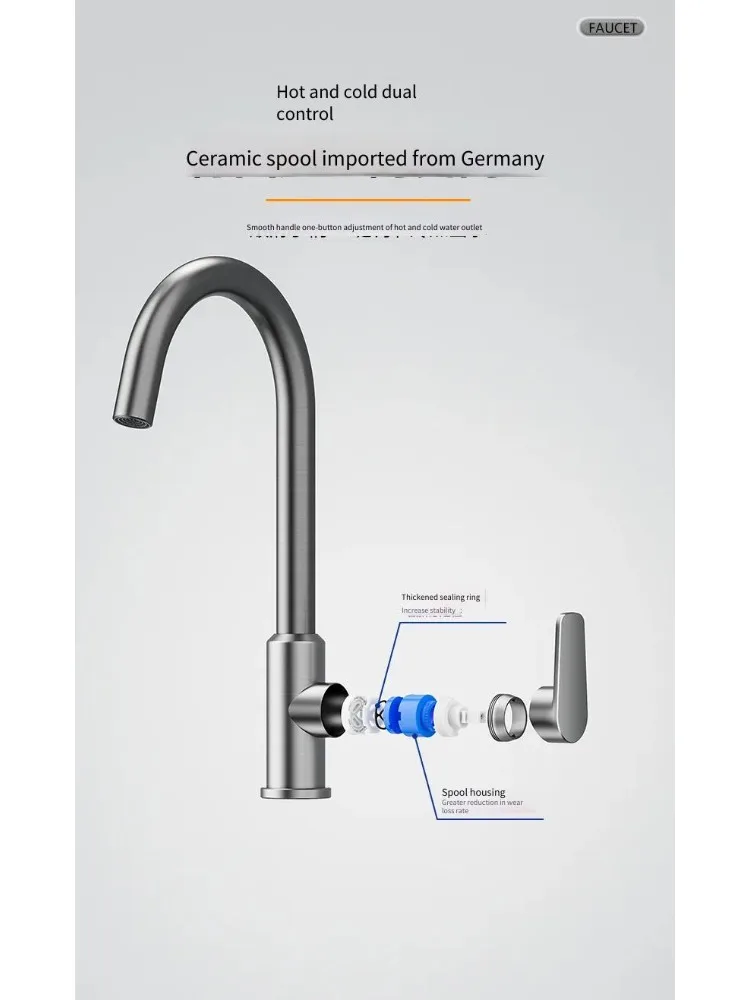 Смеситель для кухни и ванной комнаты из нержавеющей стали с серым покрытием, с шаровым механизмом, для раковины, для горячей и холодной воды, современный
Смеситель для кухни и ванной комнаты из нержавеющей стали с серым покрытием, с шаровым механизмом, для раковины, для горячей и холодной воды, современный