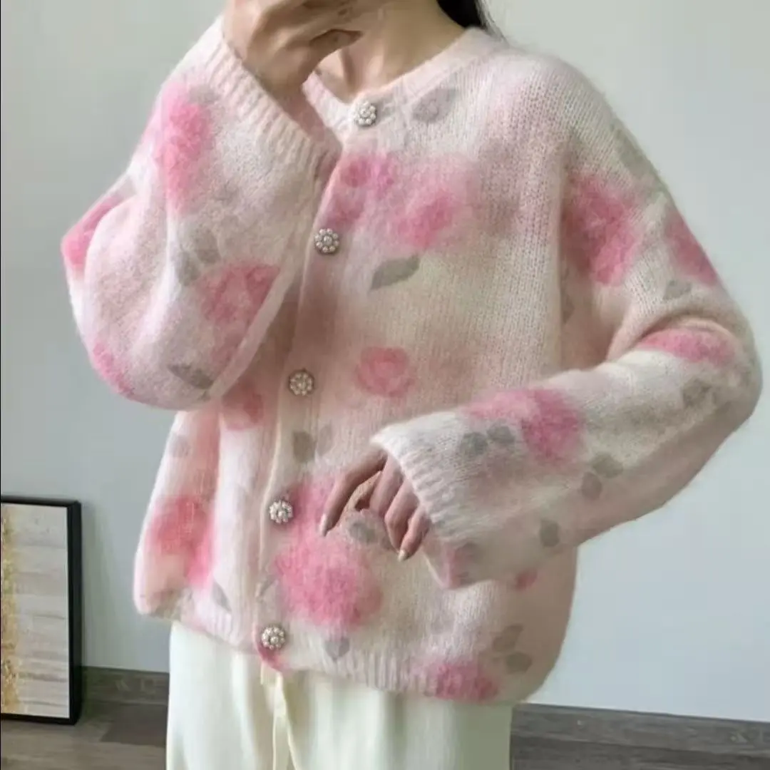 Korean Elegant Floral Sweet Cardigan Sweaters Women Long Sleeve Lazy Wind Vintage Knitted Coats Fall O Neck Single Breasted Tops
Korean Elegant Floral Sweet Cardigan Sweaters Women Long Sleeve Lazy Wind Vintage Knitted Coats Fall O Neck Single Breasted Tops