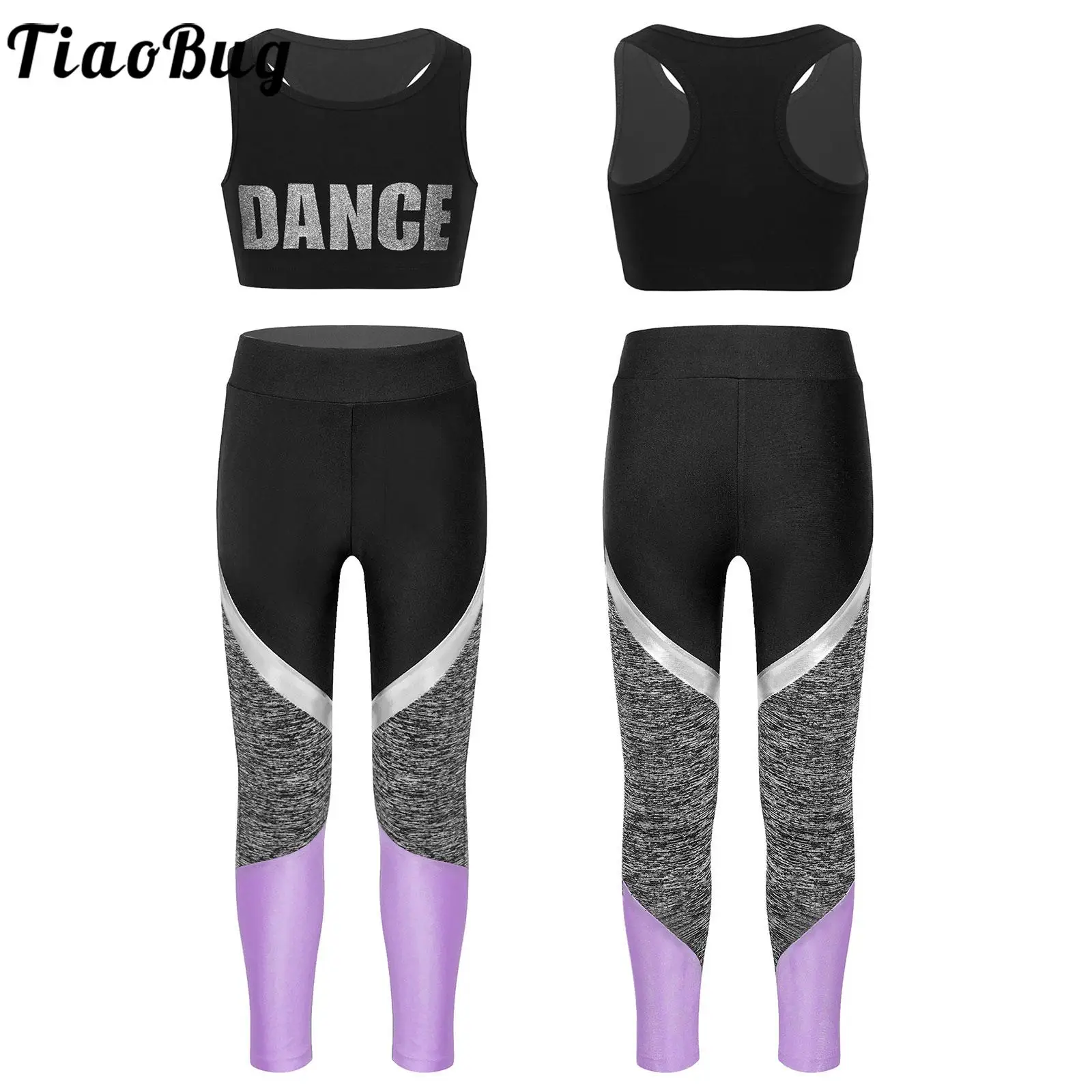 Tiaobug Kids Girls 6-14 Letter Printed Sleeveless Dance Racer Back Crop Tops with Patchwork Leggings Suits for Sports Workout
Tiaobug Kids Girls 6-14 Letter Printed Sleeveless Dance Racer Back Crop Tops with Patchwork Leggings Suits for Sports Workout