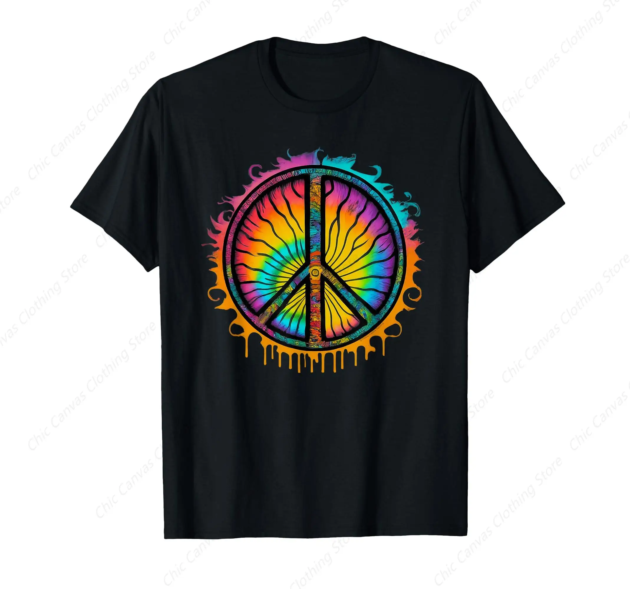 Cool Retro 1960s And 1970s Tie Dye Peace Logo T-Shirt With Fun Print, Men'S And Women'S Cotton Fit Casual Clothes
Cool Retro 1960s And 1970s Tie Dye Peace Logo T-Shirt With Fun Print, Men'S And Women'S Cotton Fit Casual Clothes