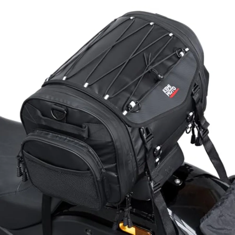 Motorcycle Travel Luggage Bags: Expandable 30L-45L Waterproof Rear Rack Trunk in Black Heavy-Duty PVC Material with Rain Cover
Motorcycle Travel Luggage Bags: Expandable 30L-45L Waterproof Rear Rack Trunk in Black Heavy-Duty PVC Material with Rain Cover