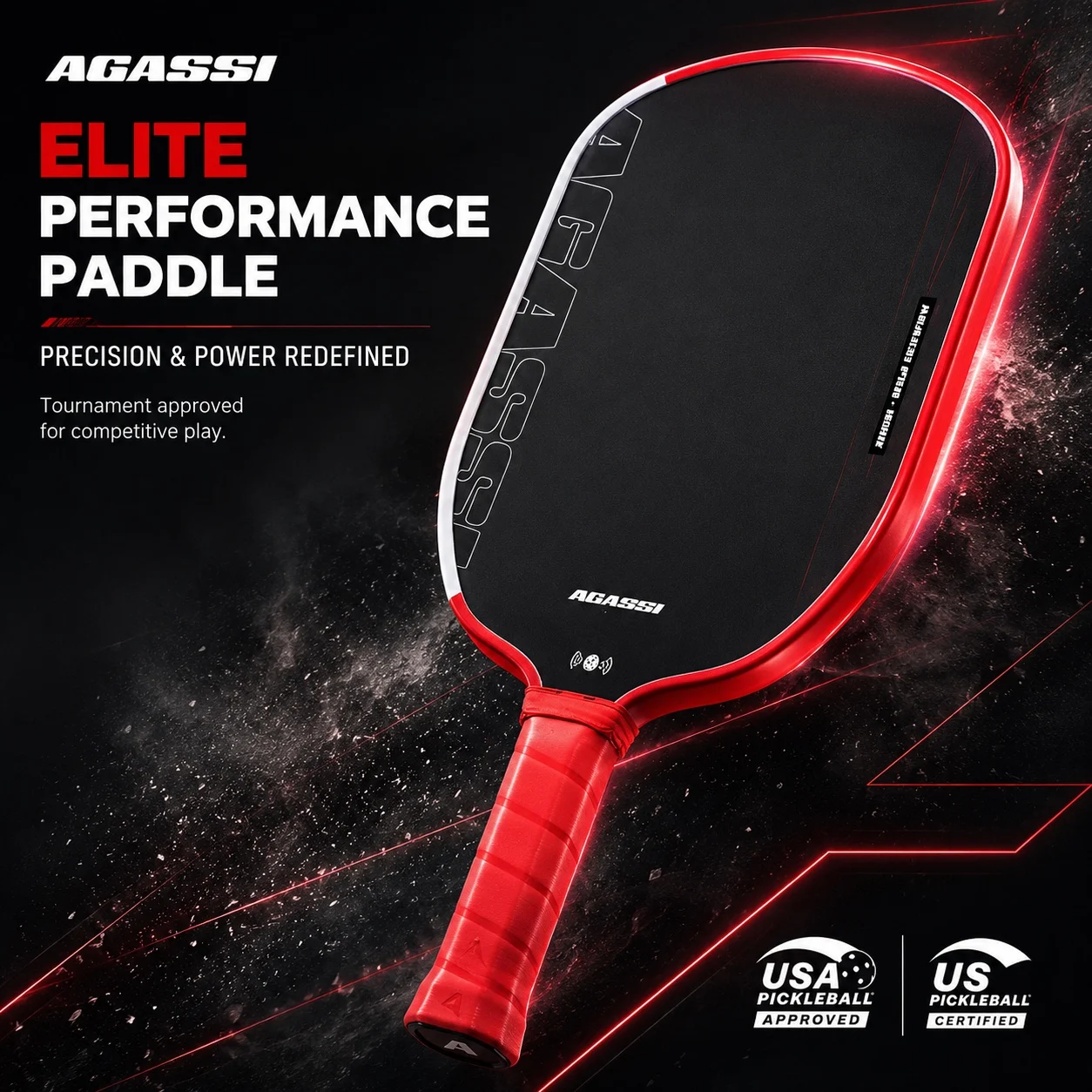 AGASSI T700 Carbon Fiber Pickleball Paddle with Polymer Honeycomb Core 16mm Textured Surface for Enhanced Power Spin And Control
AGASSI T700 Carbon Fiber Pickleball Paddle with Polymer Honeycomb Core 16mm Textured Surface for Enhanced Power Spin And Control