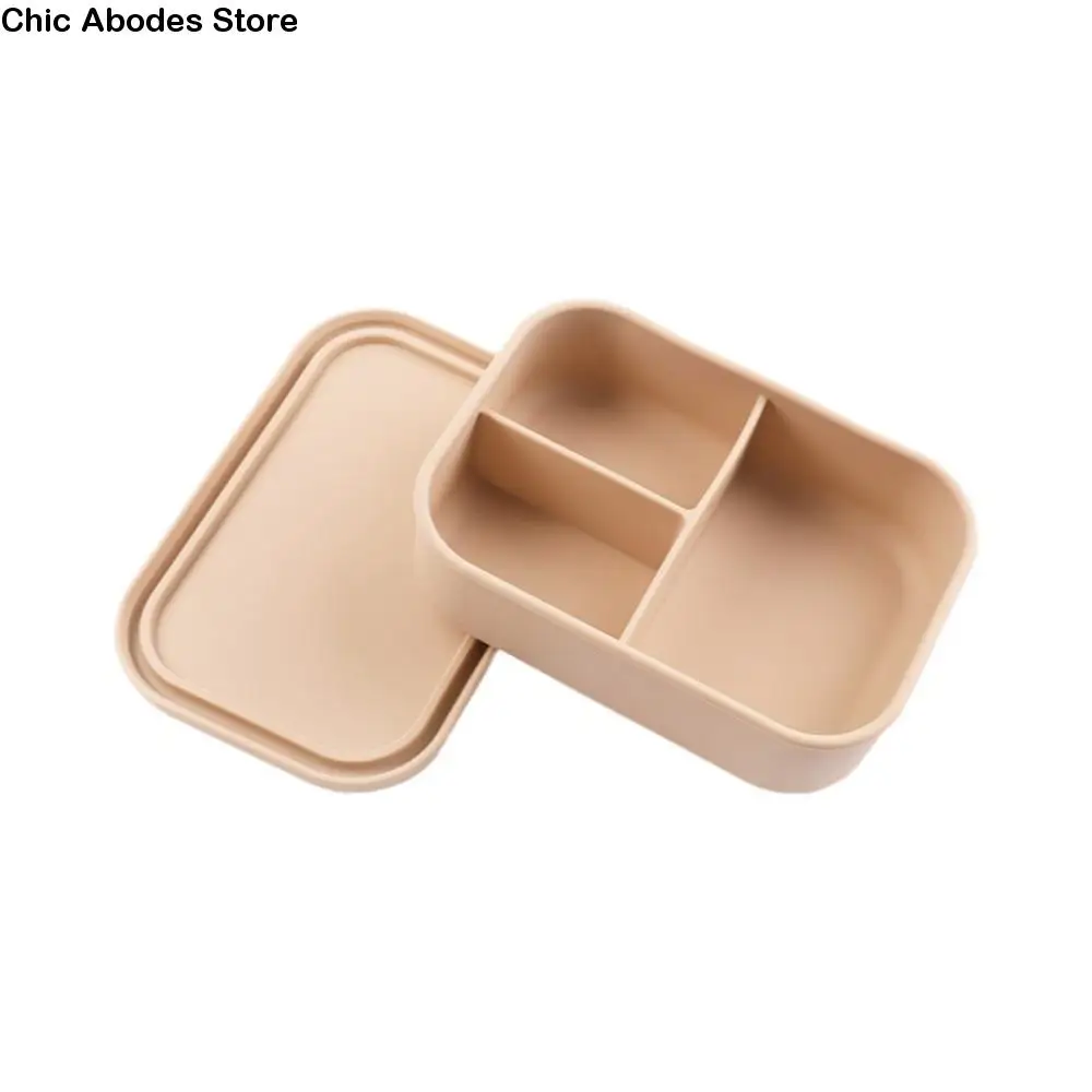 Household 3 Compartments Silicone Lunch Box Rectangular Heat Resistant Food Container Microwavable Lunch Container Student 
Household 3 Compartments Silicone Lunch Box Rectangular Heat Resistant Food Container Microwavable Lunch Container Student