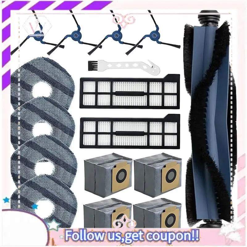 Запасные части для робота-пылесоса Eufy X10 Pro Omni: основная и боковые щетки, HEPA-фильтр, салфетка для влажной уборки, мешки для сбора пыли (A50F)
Запасные части для робота-пылесоса Eufy X10 Pro Omni: основная и боковые щетки, HEPA-фильтр, салфетка для влажной уборки, мешки для сбора пыли (A50F)