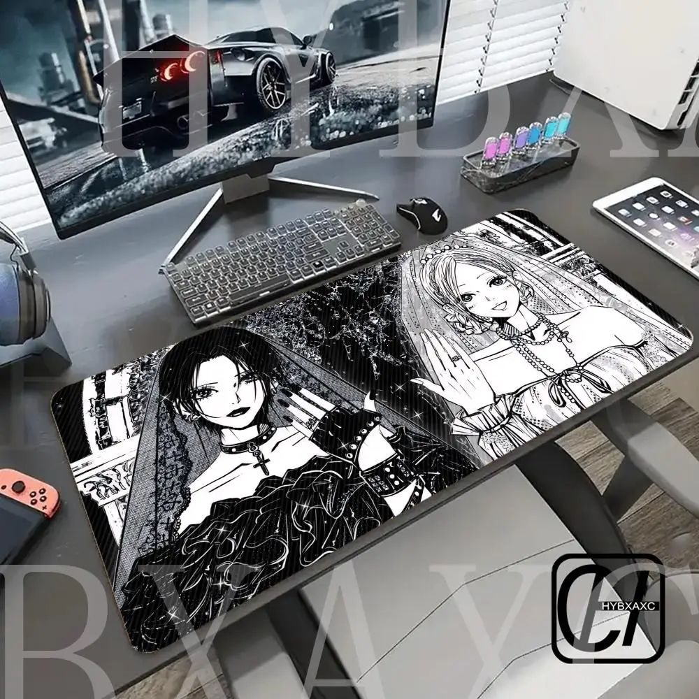 HYBXAXC HD XXL Anime NANA smoke Mouse Pad Rug PC accessories Desk Mat Cute Extended Keyboard Mats Large Gamer Mousepad carpet
