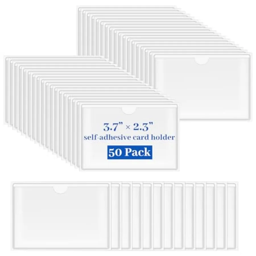 Pack Clear Self-Adhesive Business Card Pockets and Top Open Library Card Pockets - Ideal for Organizing and Protecting Cards, P
Pack Clear Self-Adhesive Business Card Pockets and Top Open Library Card Pockets - Ideal for Organizing and Protecting Cards, P