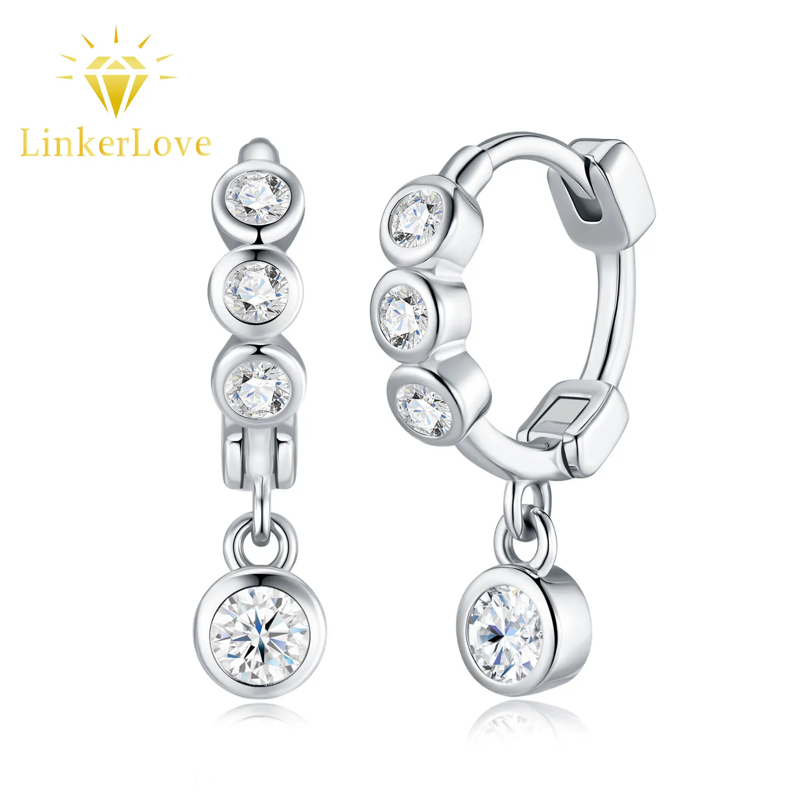LinkerLove S925 Sterling Silver Moissanite Dangle Hoop Earrings for Women Bezel Setting Diamond Earrings Fine Jewelry Party Gift
LinkerLove S925 Sterling Silver Moissanite Dangle Hoop Earrings for Women Bezel Setting Diamond Earrings Fine Jewelry Party Gift