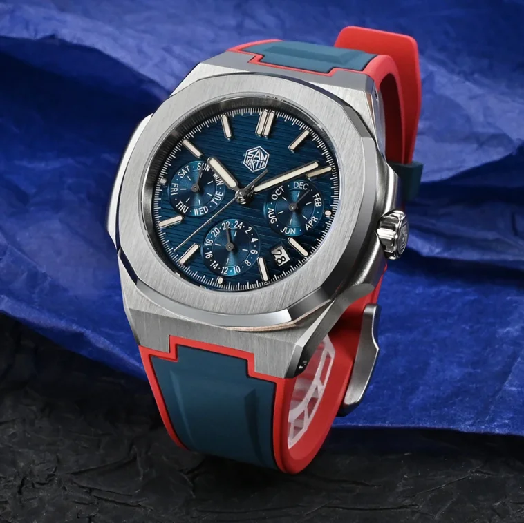 San Martin Men Automatic Watch 43mm Mechanical Wristwatch 10ATM Waterproof Square Luminous Sapphire Miyota 9120 FKM Strap
San Martin Men Automatic Watch 43mm Mechanical Wristwatch 10ATM Waterproof Square Luminous Sapphire Miyota 9120 FKM Strap