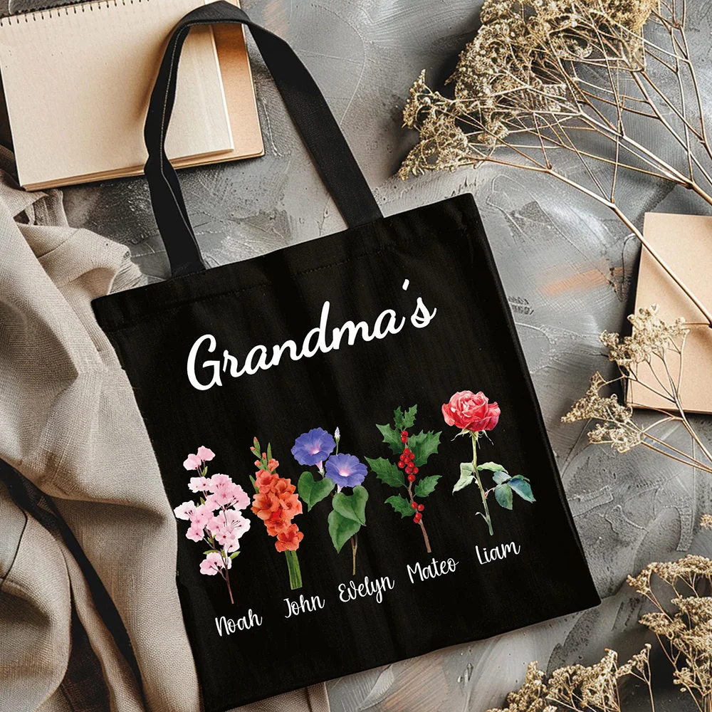 Multifunctional Canvas Tote Bag Personalized Mom Grandma Name Floral Garden Print Handbag For Daily Shopping Gift
Multifunctional Canvas Tote Bag Personalized Mom Grandma Name Floral Garden Print Handbag For Daily Shopping Gift