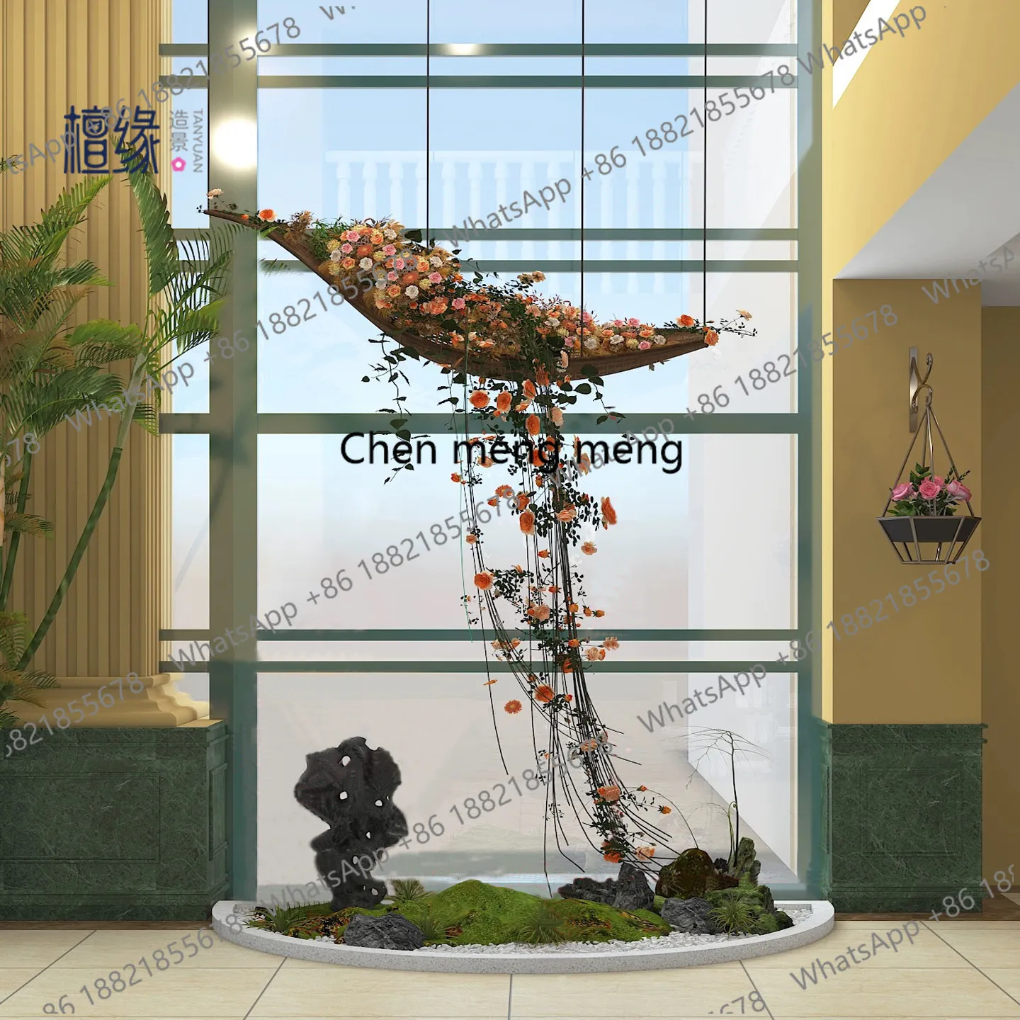 Floating Bamboo Boat Indoor Simulation Flower Landscaping, Corridor Art Decoration Installation Flower Arrangement Design
Floating Bamboo Boat Indoor Simulation Flower Landscaping, Corridor Art Decoration Installation Flower Arrangement Design