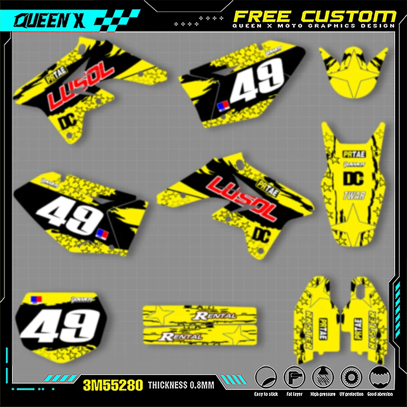 QUEEN X MOTO Custom Team Motorcycle Graphics Background Decal Stickers Kit For SUZUKI RMZ 250 2007 2008 2009 004
QUEEN X MOTO Custom Team Motorcycle Graphics Background Decal Stickers Kit For SUZUKI RMZ 250 2007 2008 2009 004