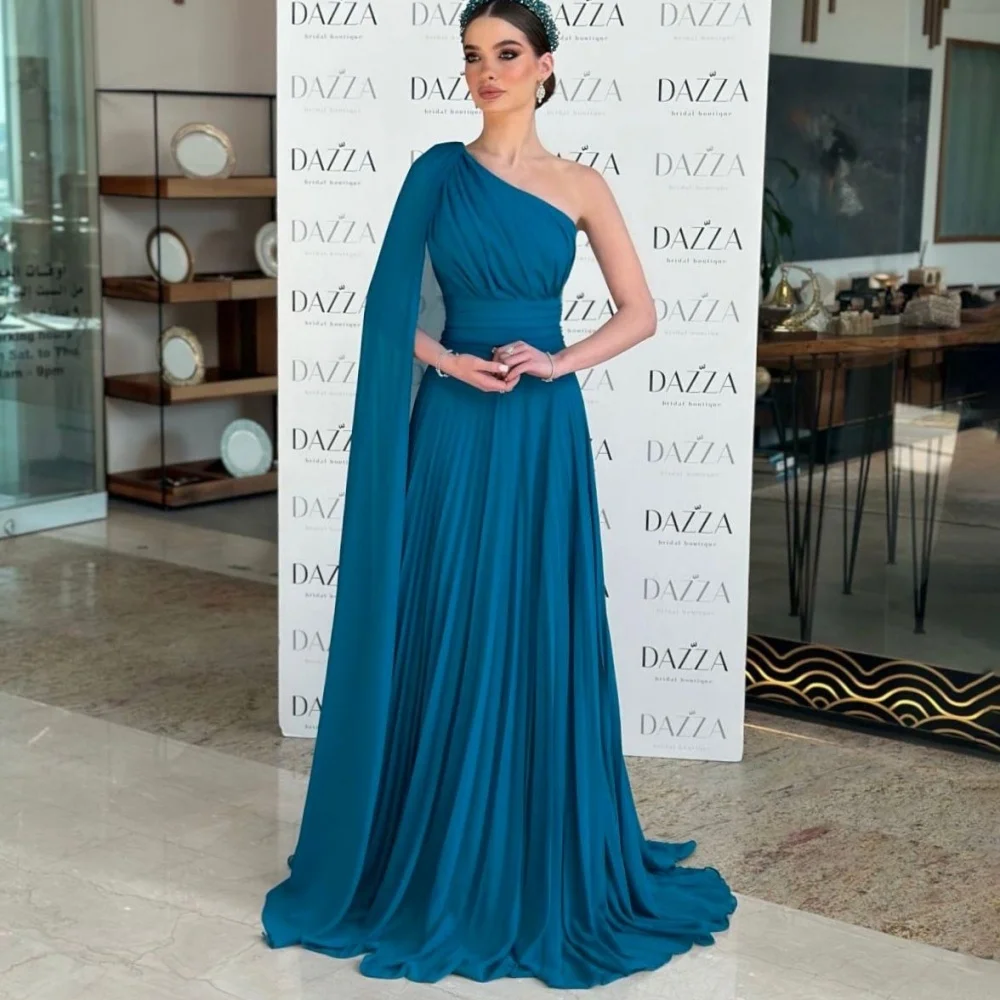 Customized Exquisite One Shoulder Ruched Women Prom Dress Ruffle Charming A-line Floor Length Party Dress Women Evening Gown
Customized Exquisite One Shoulder Ruched Women Prom Dress Ruffle Charming A-line Floor Length Party Dress Women Evening Gown