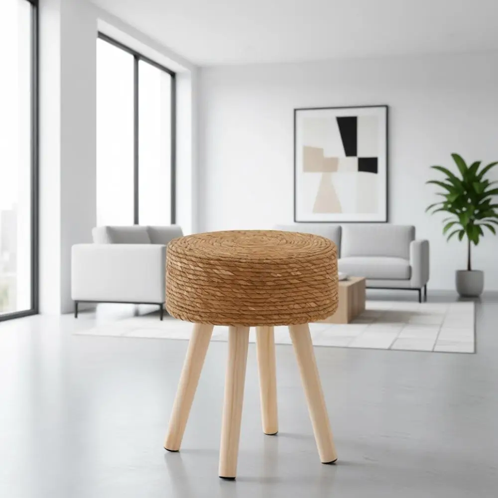 Natural Water Hyacinth Round Outdoor Ottoman with Wood Legs, Multipurpose Patio Stool, 17-Inch
Natural Water Hyacinth Round Outdoor Ottoman with Wood Legs, Multipurpose Patio Stool, 17-Inch