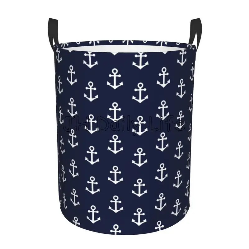 Navy Nautical Anchor Print Round Laundry Hamper Large Foldable Laundry Storage Basket Toys Clothes Organizer Bin for Home Dorm
Navy Nautical Anchor Print Round Laundry Hamper Large Foldable Laundry Storage Basket Toys Clothes Organizer Bin for Home Dorm