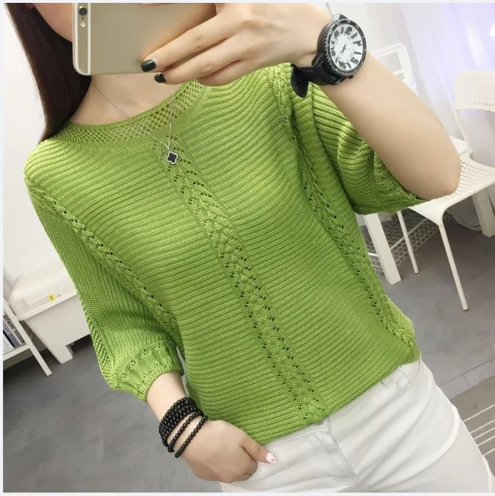 Korean Fashion Women Hollow Out Knitted Sweaters Spring Summer Half Sleeve Solid All-match Jacquard Loose Casual Pullovers Tops
Korean Fashion Women Hollow Out Knitted Sweaters Spring Summer Half Sleeve Solid All-match Jacquard Loose Casual Pullovers Tops