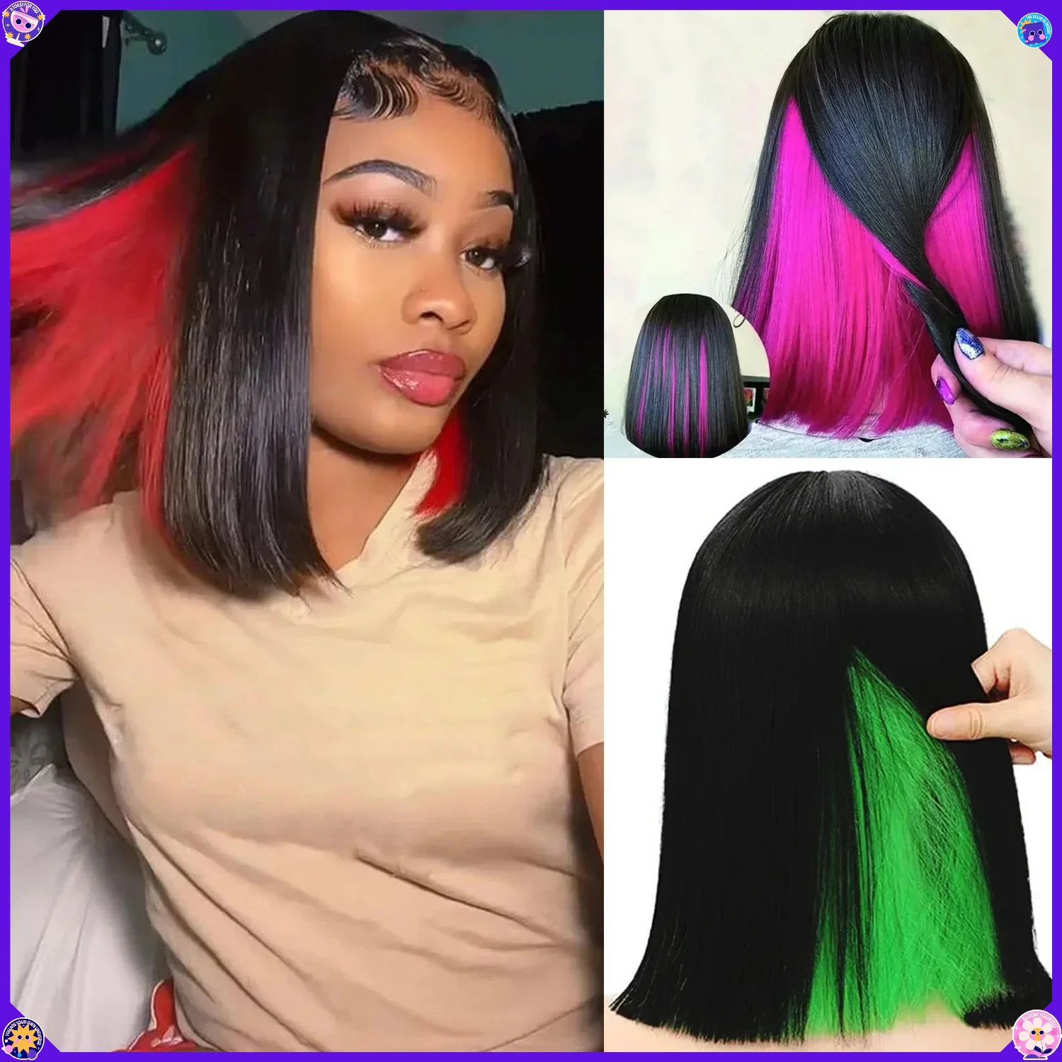 Synthetic Bob Wig Short Straight Multi Color Layered Glueless Heat Resistant Costume Anime Cosplay Party Fashion Hairpiece
Synthetic Bob Wig Short Straight Multi Color Layered Glueless Heat Resistant Costume Anime Cosplay Party Fashion Hairpiece