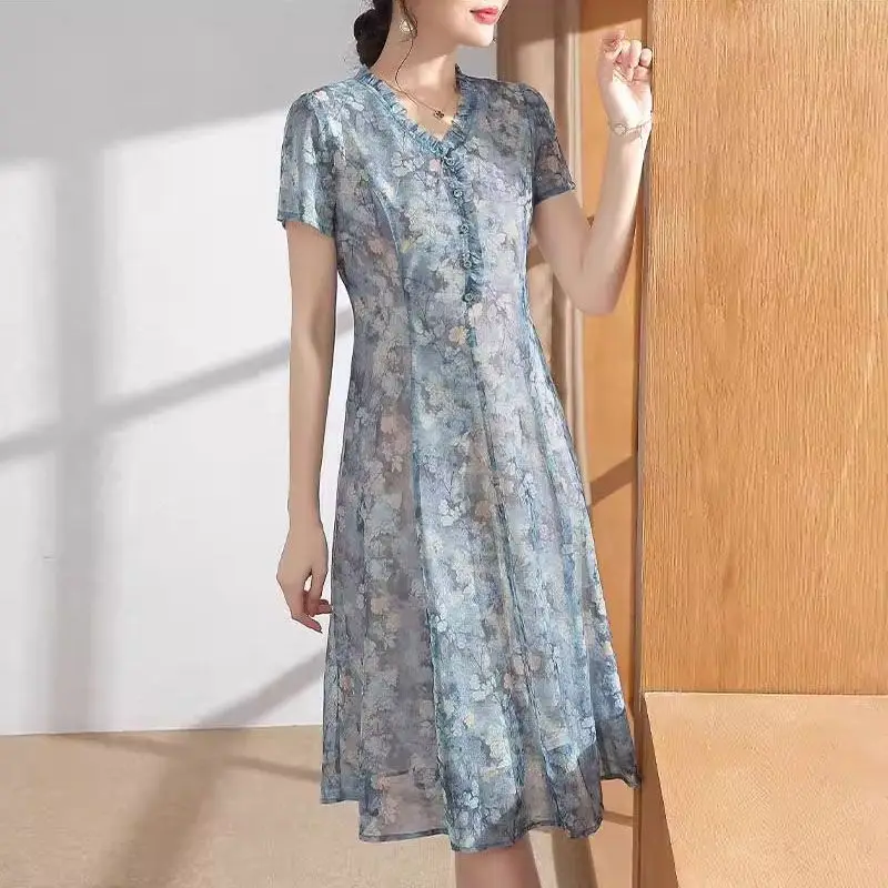 Summer New French Fashion Commuter Casual Dress Vintage Summer Casual Commuter Printed Dresses Elegant Chiffon Loose Skirts S655
Summer New French Fashion Commuter Casual Dress Vintage Summer Casual Commuter Printed Dresses Elegant Chiffon Loose Skirts S655