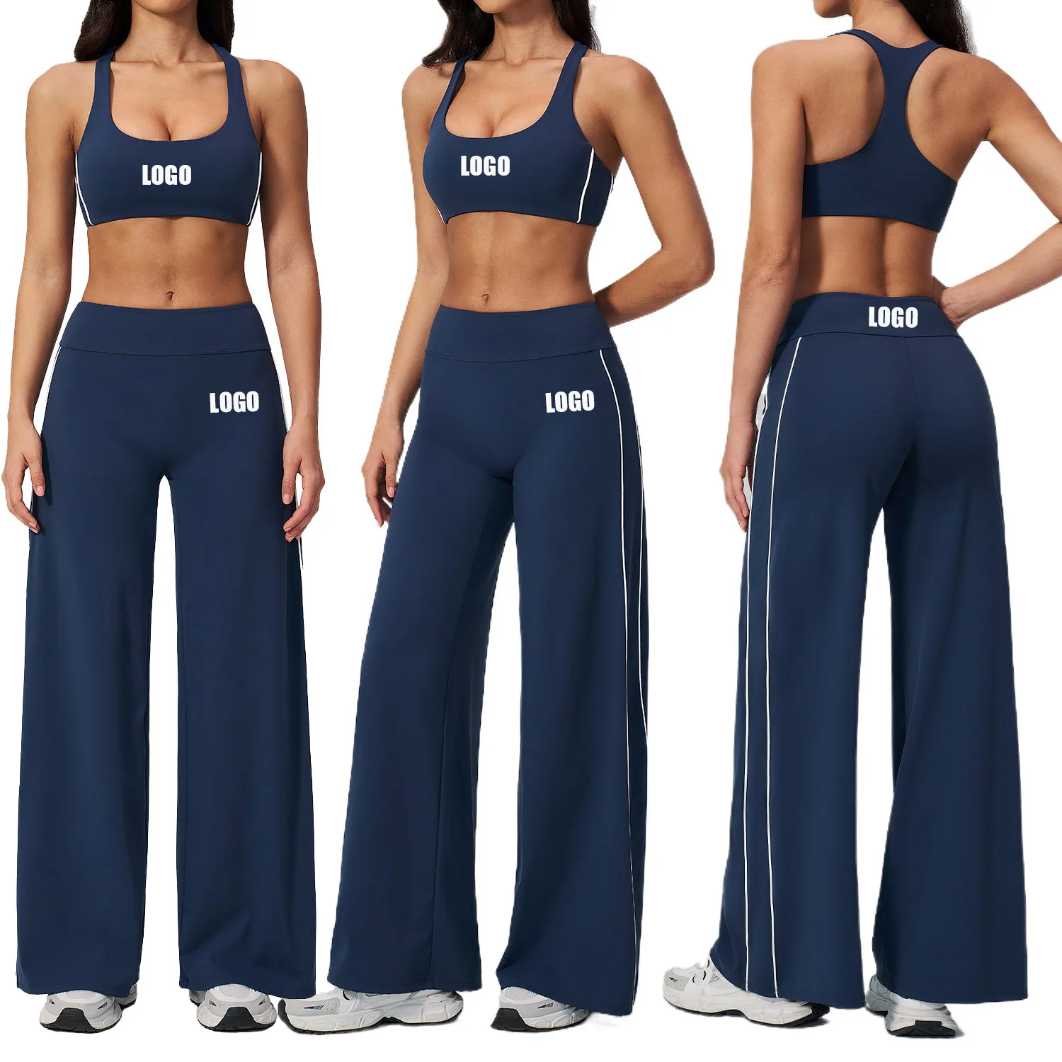 Custom LOGO women's tight yoga beautiful back shock-proof high-intensity sports fitness wide-leg pants two-piece set
Custom LOGO women's tight yoga beautiful back shock-proof high-intensity sports fitness wide-leg pants two-piece set