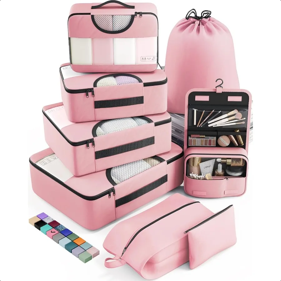 8 Set Packing Cubes for Travel entials Pink Suitcase Organizer Bags in 4 Sizes CarryOn Lage Accories with Large Laundry Hanging
8 Set Packing Cubes for Travel entials Pink Suitcase Organizer Bags in 4 Sizes CarryOn Lage Accories with Large Laundry Hanging