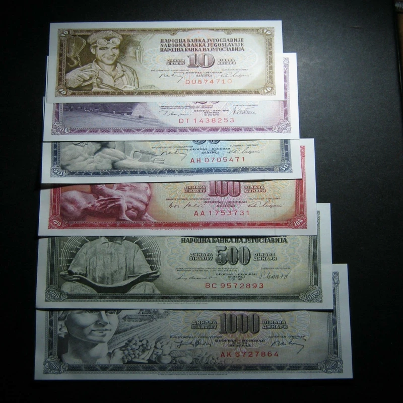 6Pcs/Set New Yugoslav 10 , 20 , 50 , 100 , 500.1000 Dinars Collect Gift Business Gift
6Pcs/Set New Yugoslav 10 , 20 , 50 , 100 , 500.1000 Dinars Collect Gift Business Gift