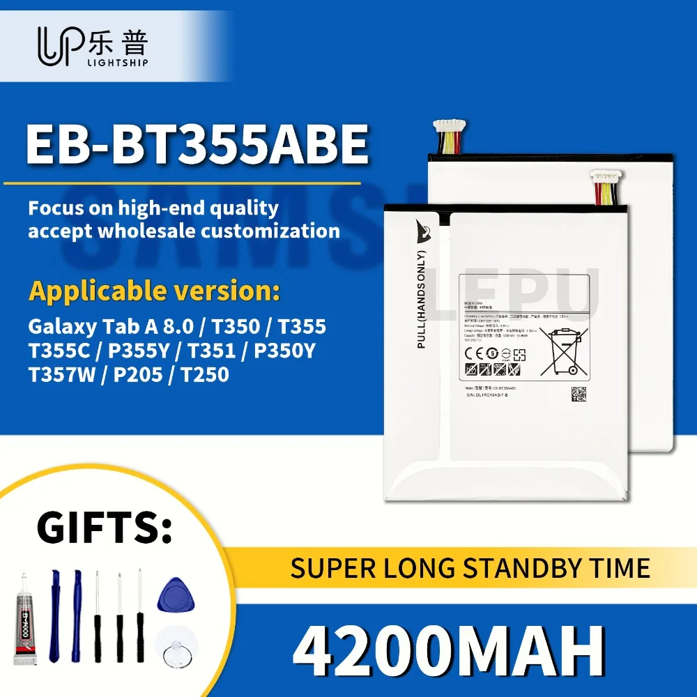 EB-BT355ABE 4200mAh Battery for Samsung Galaxy Tab A 8.0 Original Battery Tab T350 T355 T355C P355Y T351 P350Y T357W P205 T250
EB-BT355ABE 4200mAh Battery for Samsung Galaxy Tab A 8.0 Original Battery Tab T350 T355 T355C P355Y T351 P350Y T357W P205 T250