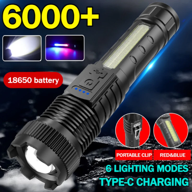 High Power Led Flashlight Portable Type C Rechargeable Lamp Built-in Battery Telescopic Zoom Torch Light Camping Hand Lantern
High Power Led Flashlight Portable Type C Rechargeable Lamp Built-in Battery Telescopic Zoom Torch Light Camping Hand Lantern