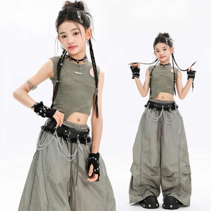 New Modern Kpop Jazz Dance Costume for Girls Summer Hip Hop Clothing Cool Vest Baggy Pants Performance Outfits Group Stage Wear
New Modern Kpop Jazz Dance Costume for Girls Summer Hip Hop Clothing Cool Vest Baggy Pants Performance Outfits Group Stage Wear