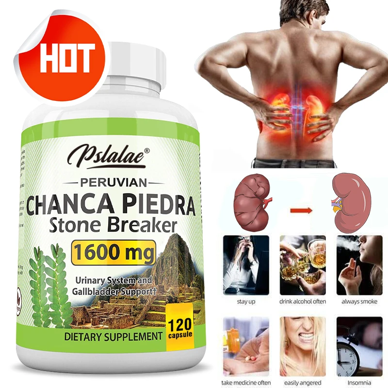 Chanca Piedra Capsules 1600mg - Urinary Tract Support, Non-GMO Supplement, Kidney Stone Crushing
Chanca Piedra Capsules 1600mg - Urinary Tract Support, Non-GMO Supplement, Kidney Stone Crushing