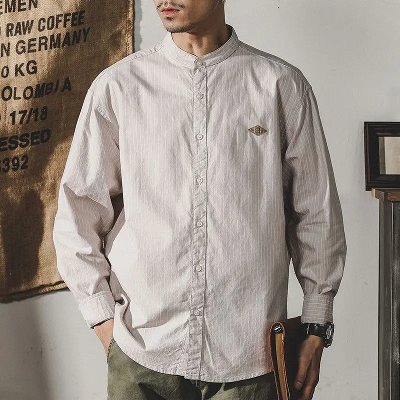 Американская рубашка в стиле ретро с длинными рукавами, мужская свободная повседневная рубашка с воротником-стойкой, японская рубашка, мужская рабочая одежда, полосатая куртка
Американская рубашка в стиле ретро с длинными рукавами, мужская свободная повседневная рубашка с воротником-стойкой, японская рубашка, мужская рабочая одежда, полосатая куртка