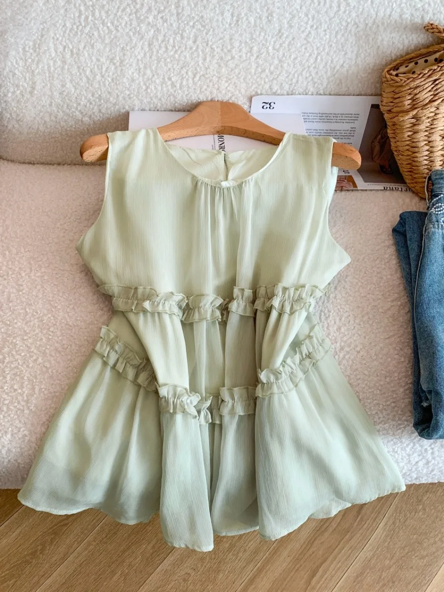 Sweet Style off Shoulder Lace Top Women's Summer New Fashionable Vest Green round Neck Strapless Splice Sleeveless Shirt
Sweet Style off Shoulder Lace Top Women's Summer New Fashionable Vest Green round Neck Strapless Splice Sleeveless Shirt