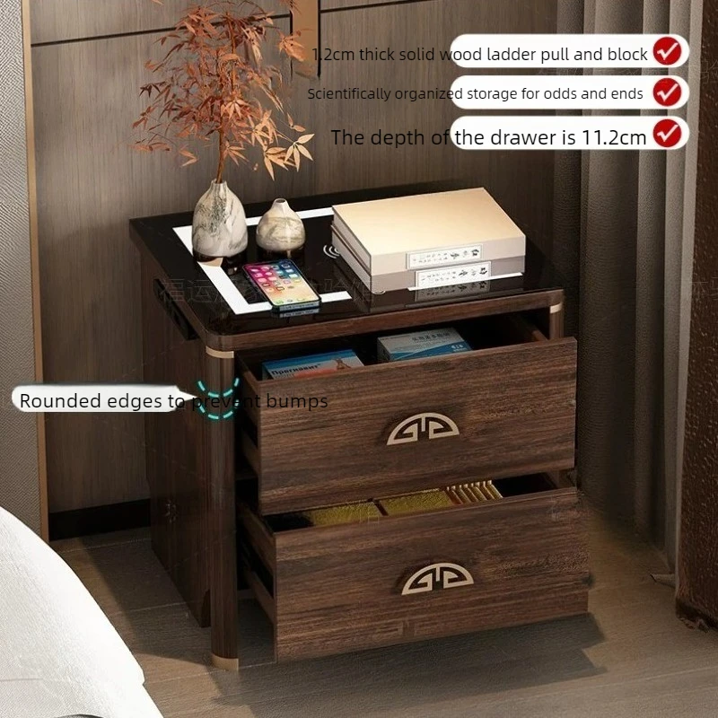 Solid Wood Smart Nightstand Chinese Style Bedroom Bedside Storage Cabinet Retro Elegant Side Cupboard Home Bedroom Furniture
Solid Wood Smart Nightstand Chinese Style Bedroom Bedside Storage Cabinet Retro Elegant Side Cupboard Home Bedroom Furniture