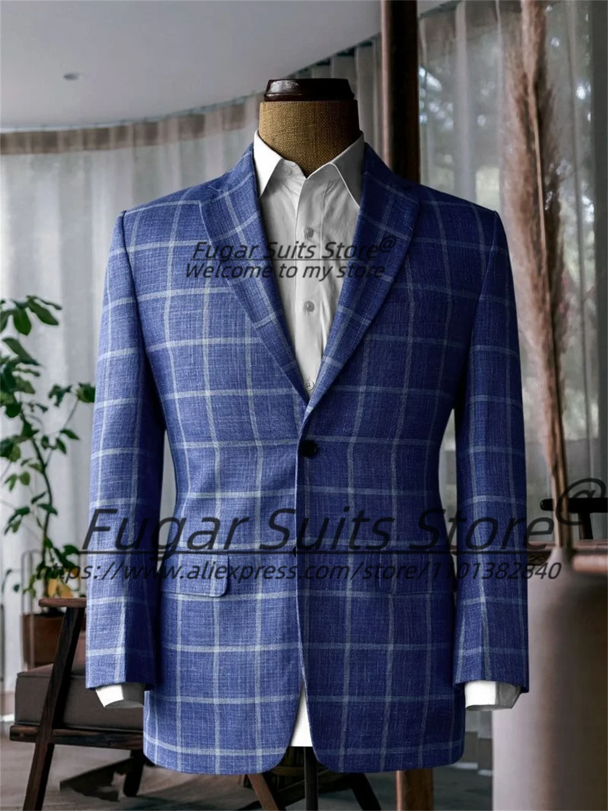 Business Navy Blue Plaid Men Suits Customized Slim Fit Man Tuxedos 2 Pieces Sets Male Party Blazers Formal trajes para hombre
Business Navy Blue Plaid Men Suits Customized Slim Fit Man Tuxedos 2 Pieces Sets Male Party Blazers Formal trajes para hombre