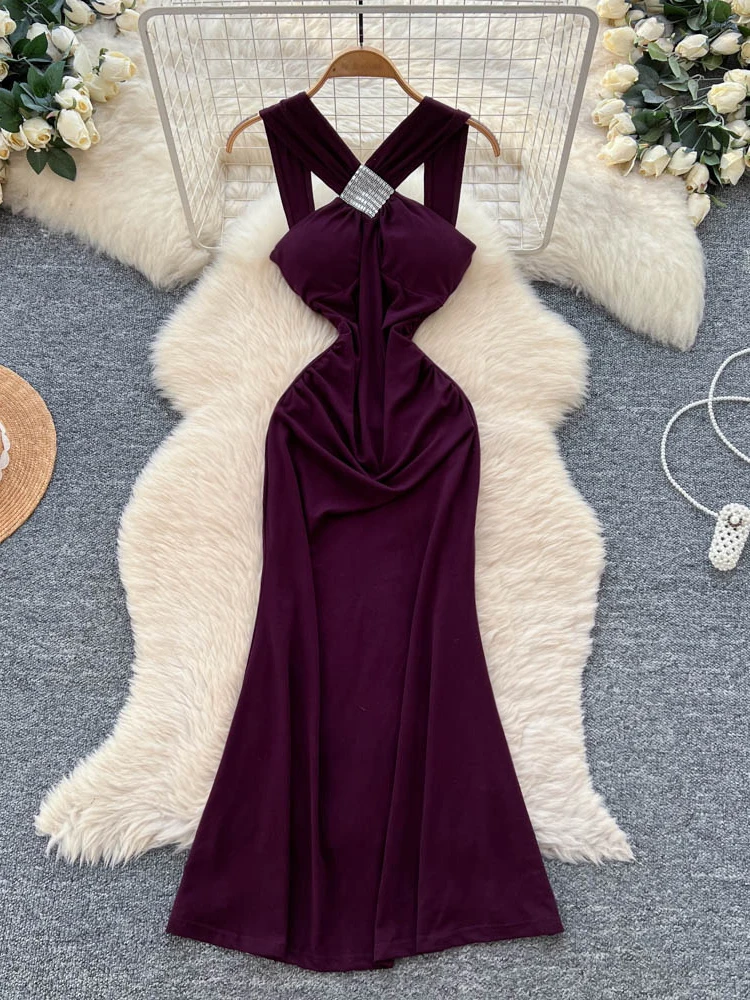 Diamond Embedded Cross over Strapl Gown Sensual Sexy Women's High Waist Body Contouring Bal Dr
Diamond Embedded Cross over Strapl Gown Sensual Sexy Women's High Waist Body Contouring Bal Dr