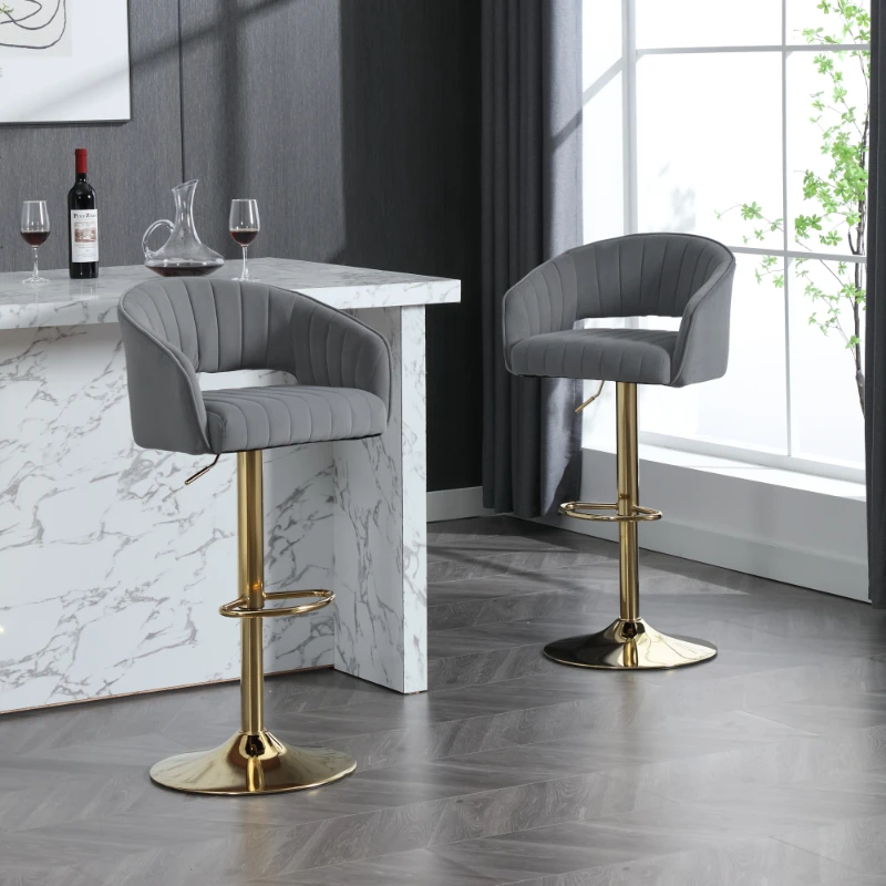 Hengming modern velvet bar chair, back hollowed-out with armrest, gold horn cross-legged, height adjustable
Hengming modern velvet bar chair, back hollowed-out with armrest, gold horn cross-legged, height adjustable