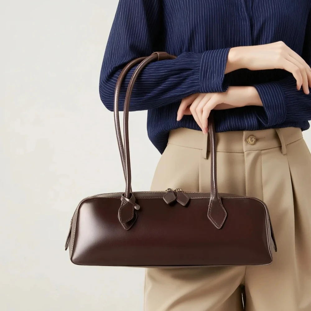 Korean Burgundy Baguette Bag for Women Genuine Cowhide Leather Underarm Purse Large Capacity Vintage Crossbody Shoulder Bag
Korean Burgundy Baguette Bag for Women Genuine Cowhide Leather Underarm Purse Large Capacity Vintage Crossbody Shoulder Bag