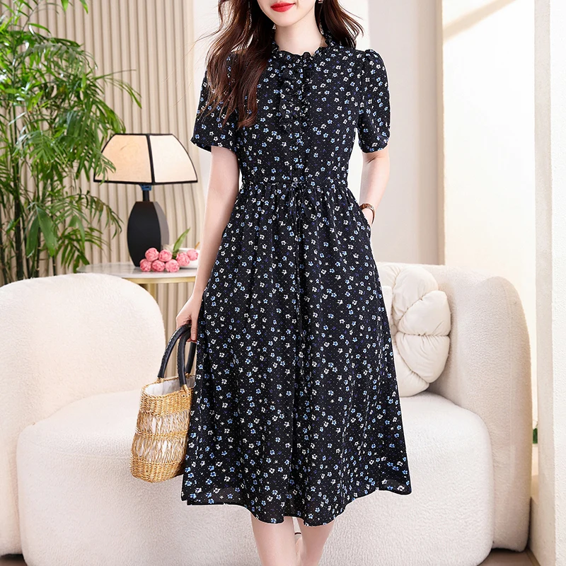 Women's 2026 Summer Chiffon Floral Print Dress, Short Sleeve Lace Collar Slim Fit Midi Dress
Women's 2026 Summer Chiffon Floral Print Dress, Short Sleeve Lace Collar Slim Fit Midi Dress
