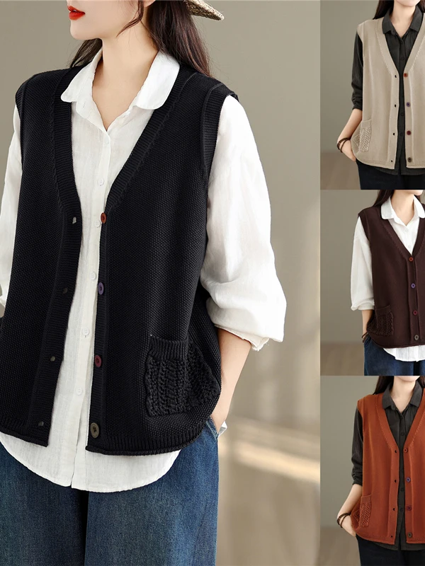 Свободный женский вязаный жилет, верхняя одежда, V-Ne, новинка 202, Faion Commute Sle, обычная длина, пуговицы, другой материал
Свободный женский вязаный жилет, верхняя одежда, V-Ne, новинка 202, Faion Commute Sle, обычная длина, пуговицы, другой материал
