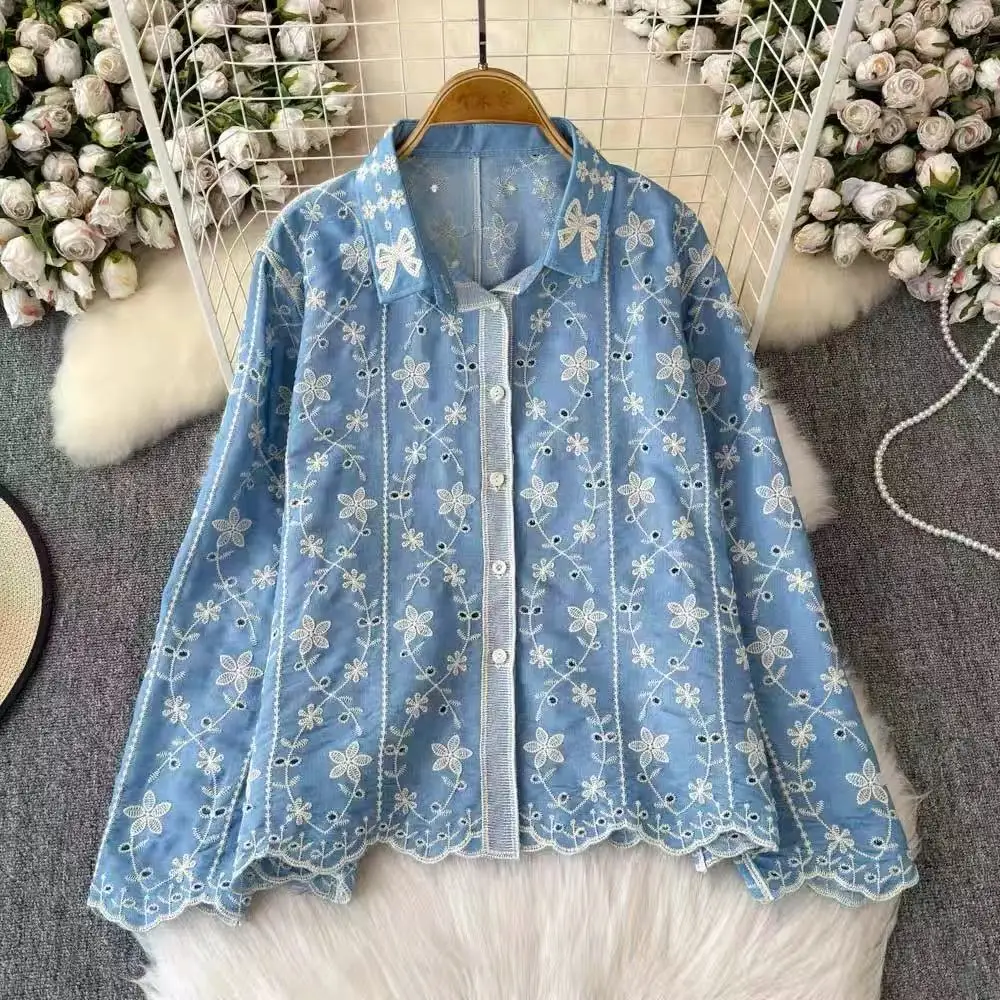 2025 Spring New Fashion Embroidered Tops Retro Floral Women Shirt Loose Turn Down Collar Long Sleeve Hollow Out Blouse
2025 Spring New Fashion Embroidered Tops Retro Floral Women Shirt Loose Turn Down Collar Long Sleeve Hollow Out Blouse