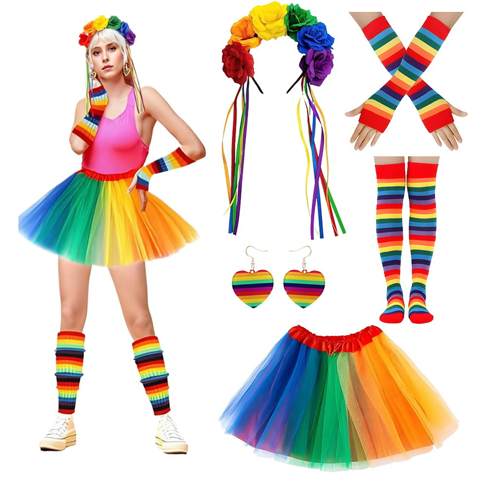 Womens Rainbow Mardi Gras Costume Mexican Day of Dead Costume for Halloween Funny Birthday Carnival Party Circus Clown Outfits
Womens Rainbow Mardi Gras Costume Mexican Day of Dead Costume for Halloween Funny Birthday Carnival Party Circus Clown Outfits