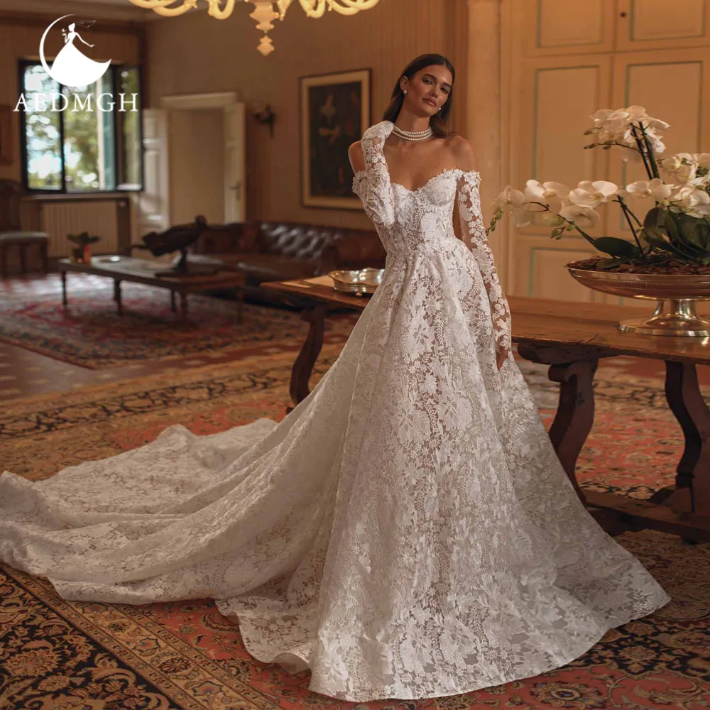 Aedmgh A-Line Chic Wedding Dresses Sweetheart Off The Shoulder Vestido De Novia Lace Embroidery Custom Made Bridal Gowns
Aedmgh A-Line Chic Wedding Dresses Sweetheart Off The Shoulder Vestido De Novia Lace Embroidery Custom Made Bridal Gowns